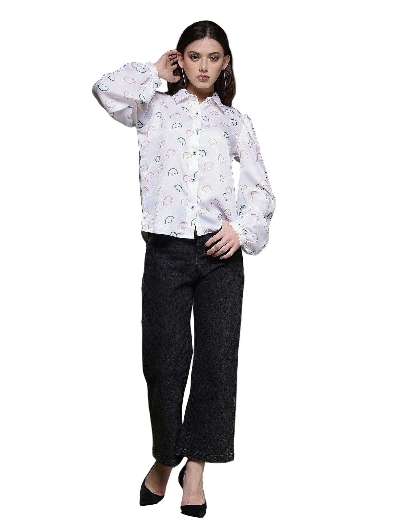 White Printed Silk Shirt