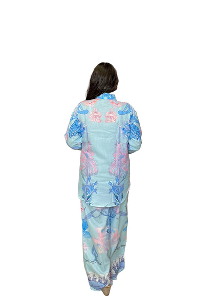 Blue Blossom Cotton Co ord Set