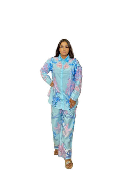 Blue Blossom Cotton Co ord Set