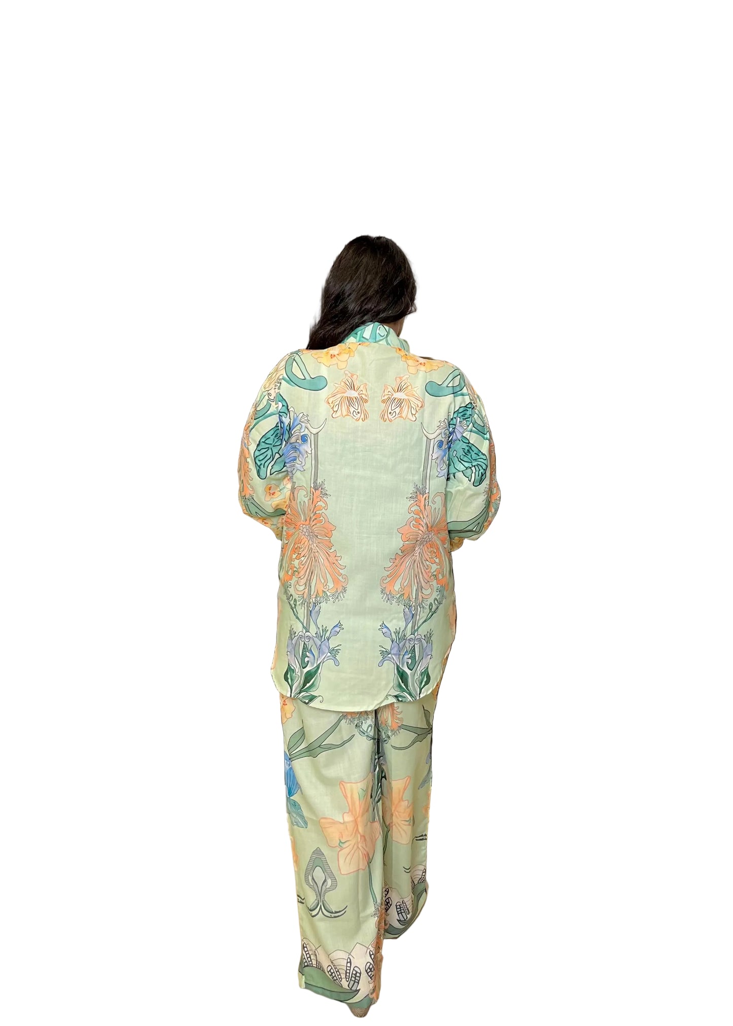 Green Blossom Cotton Co ord Set