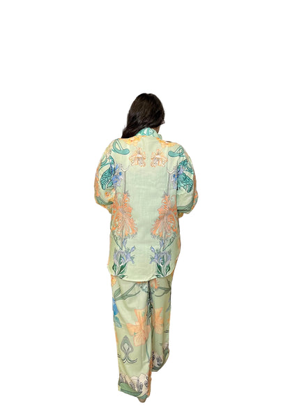 Green Blossom Cotton Co ord Set